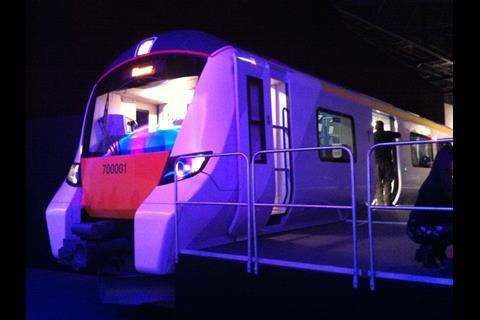 Mock-up of Siemens Desiro City Class 700 train for Thameslink services.